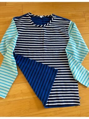 NEW! Crewcuts Kids Blue Stripe Cotton Tee Shirt Long Sleeves Sz XL